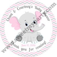 Pink and Grey Elephant Baby Shower stickers,thank you tags,(10ebb)